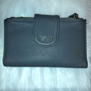 🛍Large blue bi fold wallet/clutch/shoulder or crossbody vegan leather purse